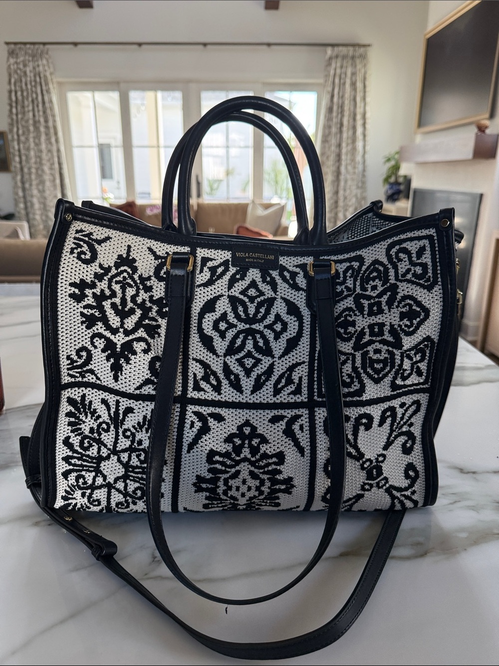 Viola Castellana Black & White Woven Tote